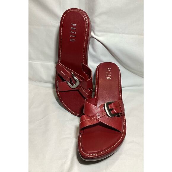 PAZZO wood chunky red wedge platform - Picture 3 of 5